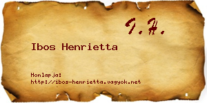 Ibos Henrietta névjegykártya
